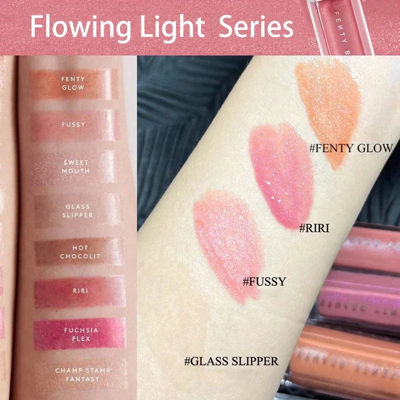 Fenty Beauty Lip Gloss Lipstick Water Gloss Highlight Mirror Lasting FUSSY HEAT RIRI Sparkling Charming Moisturizing Lip Care